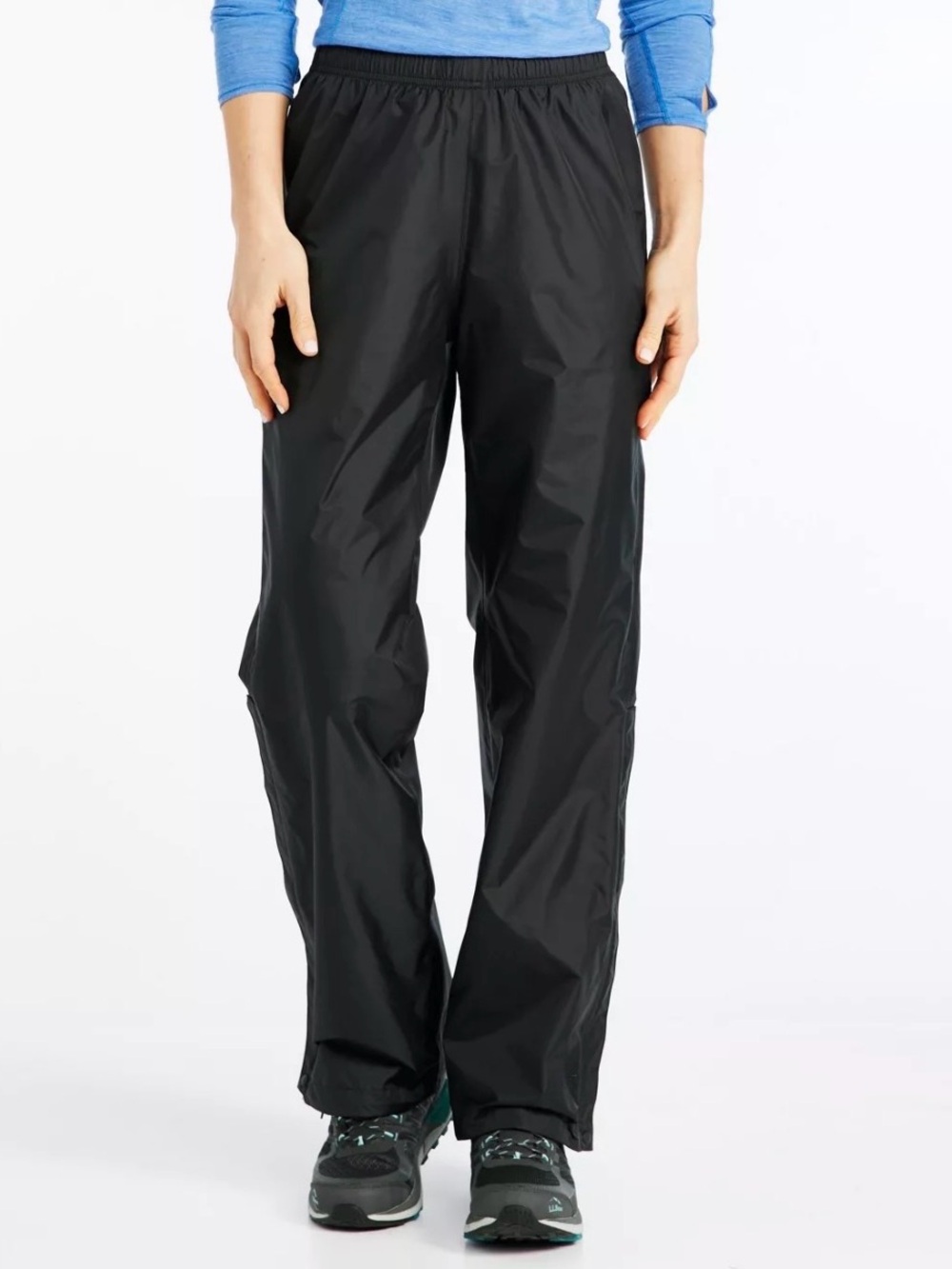 L.L.Bean Tek Rain Pants Womens Sz 1X Black Waterproof Hiking Outdoor Breathable